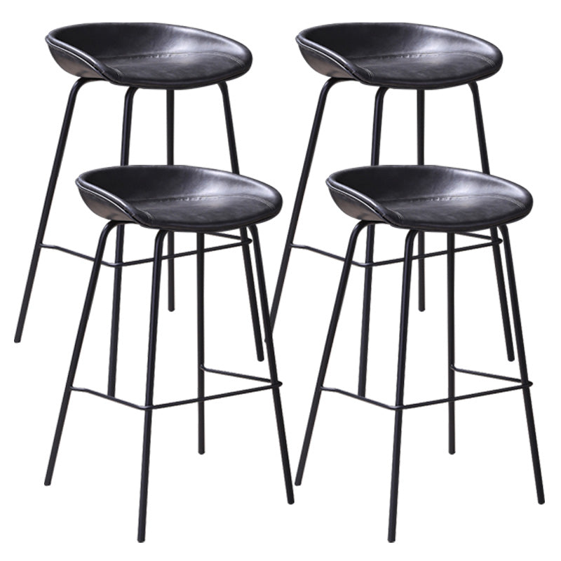 Leather Seat Barstool Industrial Metal Counter Stool with Low Back