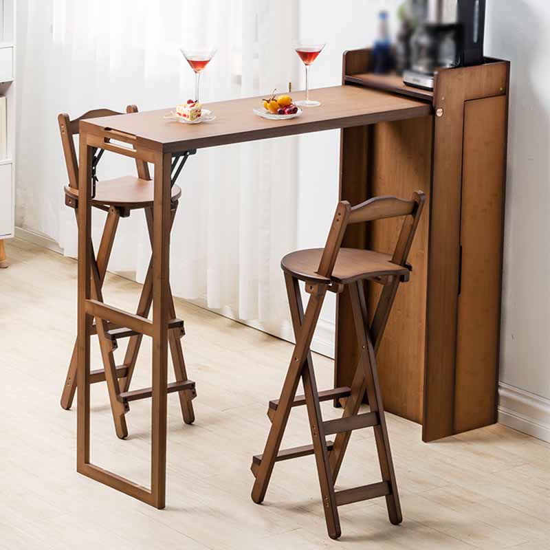 Taburete de bar minimalista para interiores, taburete plegable con respaldo de madera sin brazos