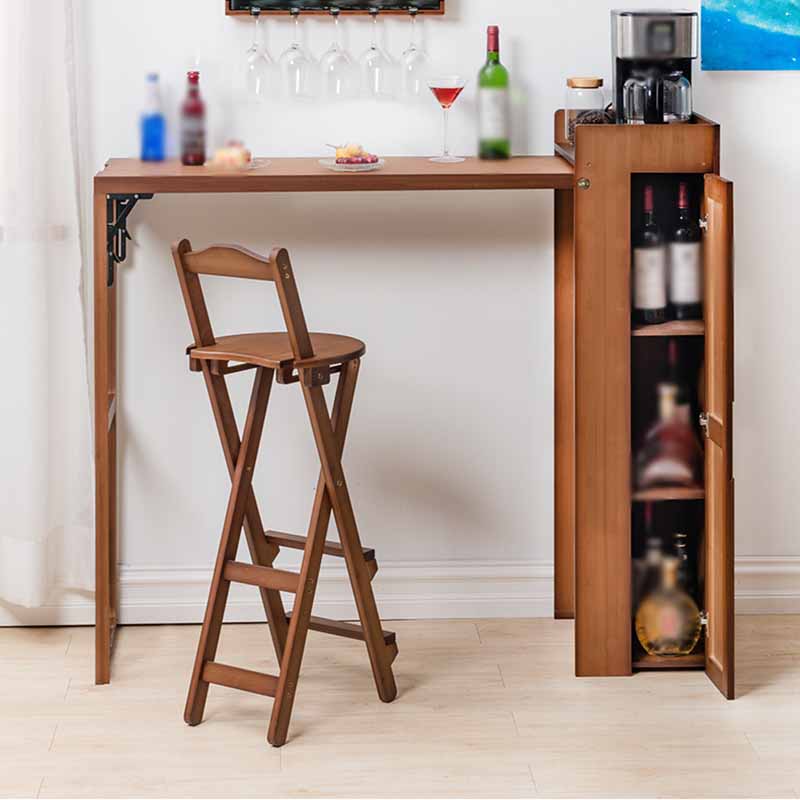 Taburete de bar minimalista para interiores, taburete plegable con respaldo de madera sin brazos