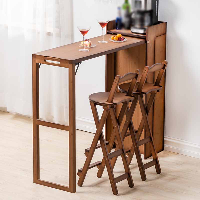 Taburete de bar minimalista para interiores, taburete plegable con respaldo de madera sin brazos