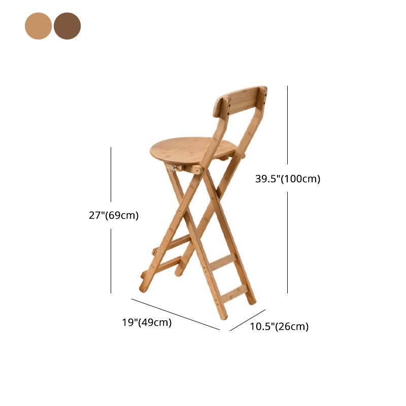 Taburete de bar minimalista para interiores, taburete plegable con respaldo de madera sin brazos