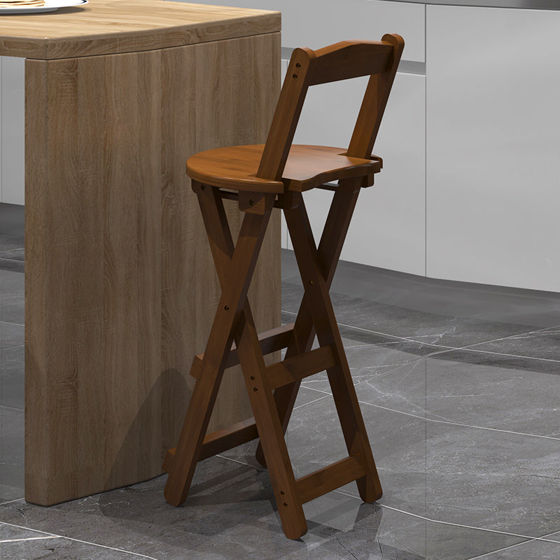 Solid Wood Folding Bar Stool Contemporary Indoor Barstool with Backrest