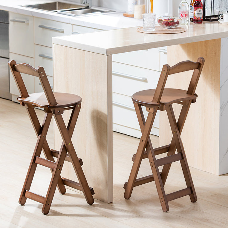 Solid Wood Folding Bar Stool Contemporary Indoor Barstool with Backrest