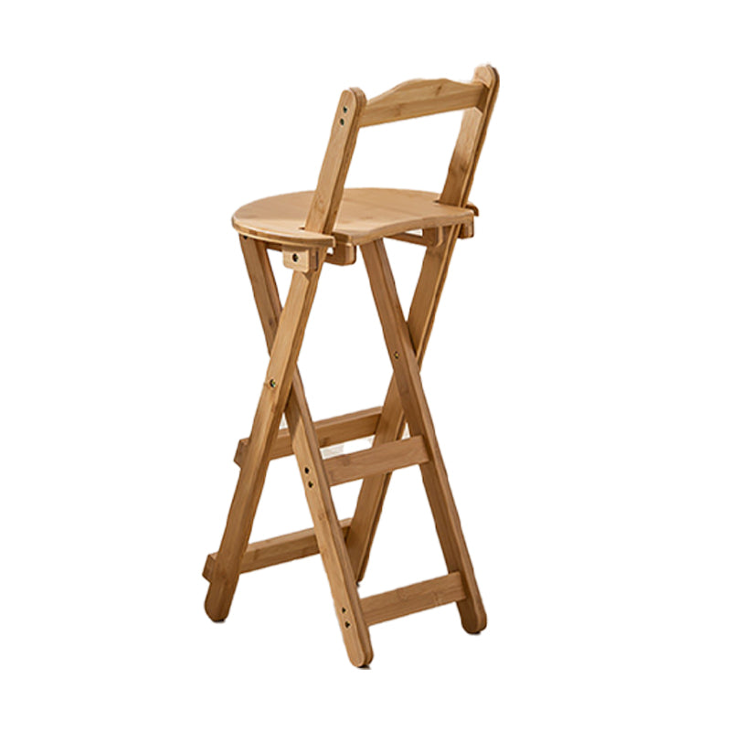 Solid Wood Folding Bar Stool Contemporary Indoor Barstool with Backrest
