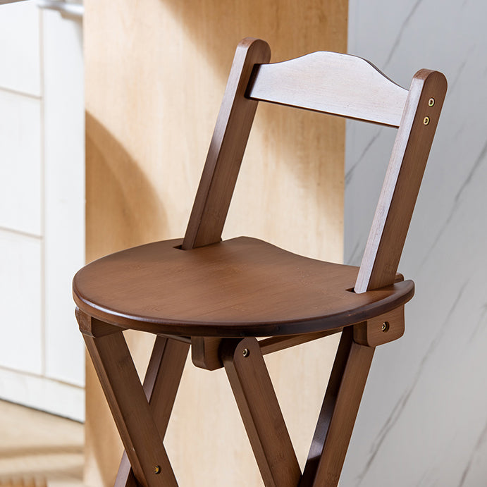 Solid Wood Folding Bar Stool Contemporary Indoor Barstool with Backrest
