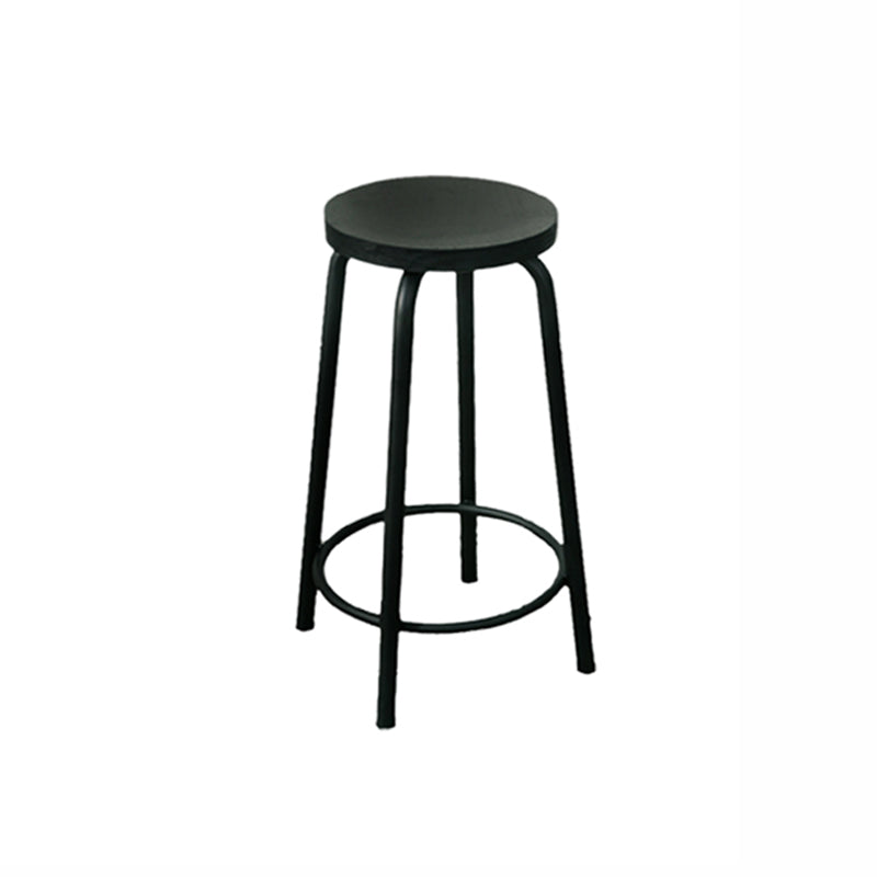 Modern Style Iron Bar Stool with Footrest Coffee Shop Casual Round Bar Stool
