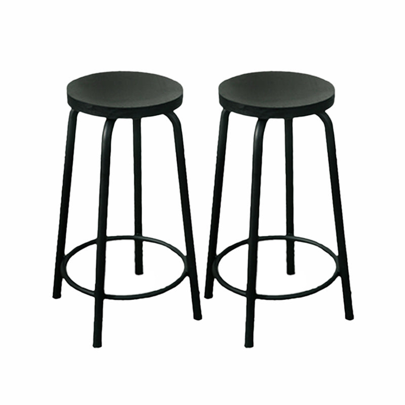 Modern Style Iron Bar Stool with Footrest Coffee Shop Casual Round Bar Stool