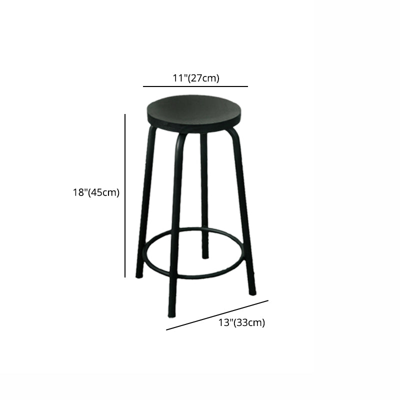 Modern Style Iron Bar Stool with Footrest Coffee Shop Casual Round Bar Stool
