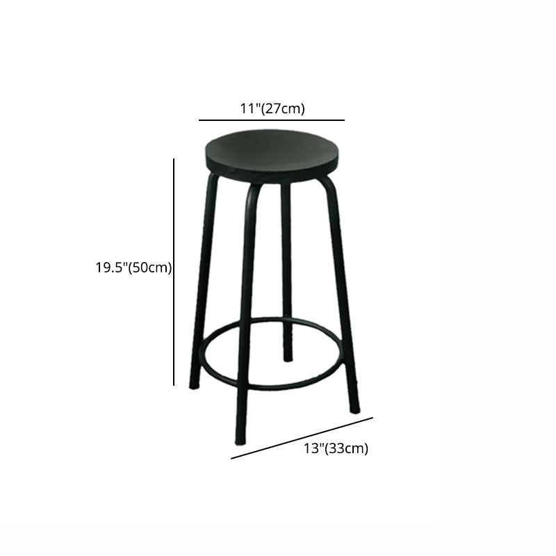 Modern Style Iron Bar Stool with Footrest Coffee Shop Casual Round Bar Stool