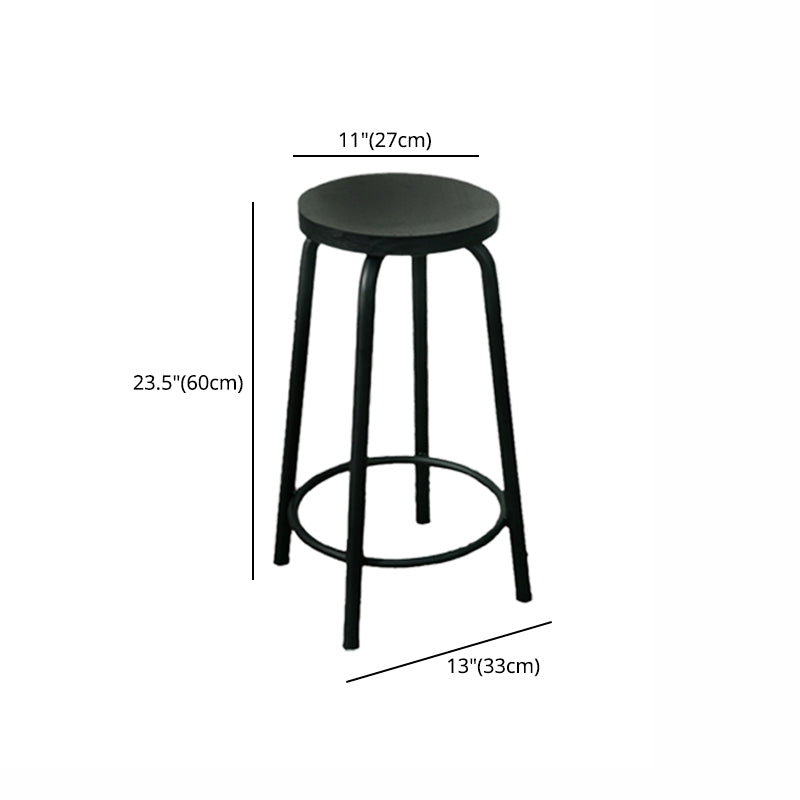 Modern Style Iron Bar Stool with Footrest Coffee Shop Casual Round Bar Stool
