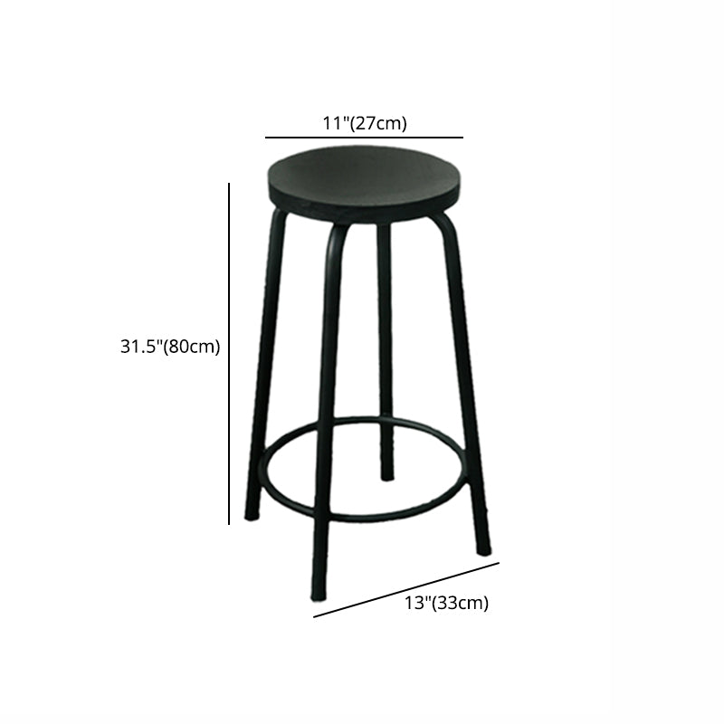 Modern Style Iron Bar Stool with Footrest Coffee Shop Casual Round Bar Stool