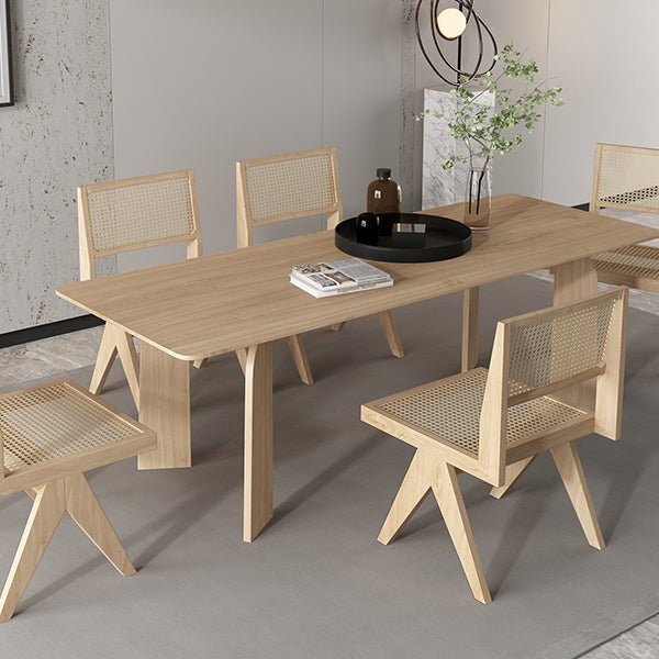 Modern 1/2/6/7 Pieces Dining Set Solid Wood Dining Table with Wooden Chairs