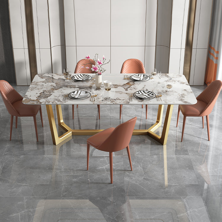 Nordic 1/4/5/6/7 Pieces Dining Set Sintered Stone Dining Table with Leather Chairs