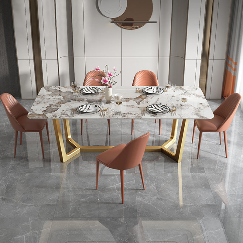 Nordic 1/4/5/6/7 Pieces Dining Set Sintered Stone Dining Table with Leather Chairs