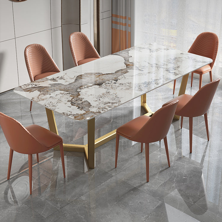 Nordic 1/4/5/6/7 Pieces Dining Set Sintered Stone Dining Table with Leather Chairs