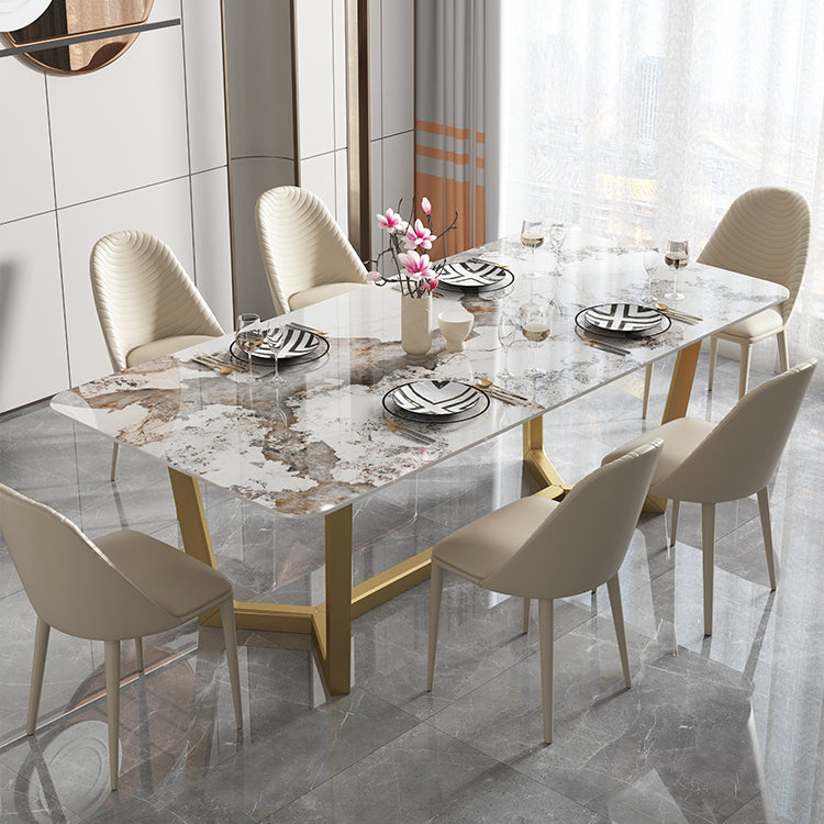 Nordic 1/4/5/6/7 Pieces Dining Set Sintered Stone Dining Table with Leather Chairs