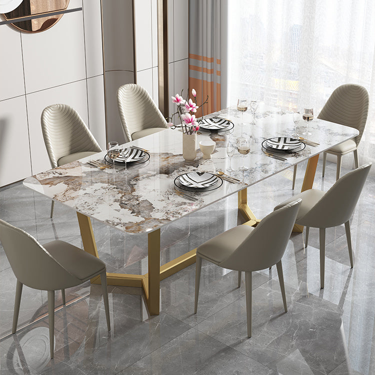 Nordic 1/4/5/6/7 Pieces Dining Set Sintered Stone Dining Table with Leather Chairs