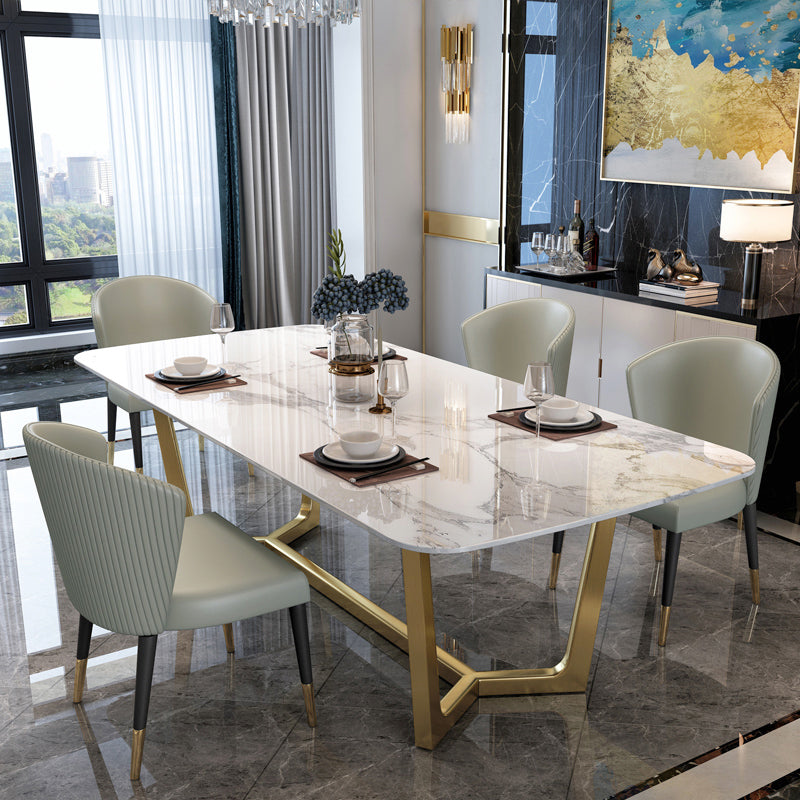 Scandinavian 1/4/5/7 Pcs Dining Chairs Set Sintered Stone Dining Table Set