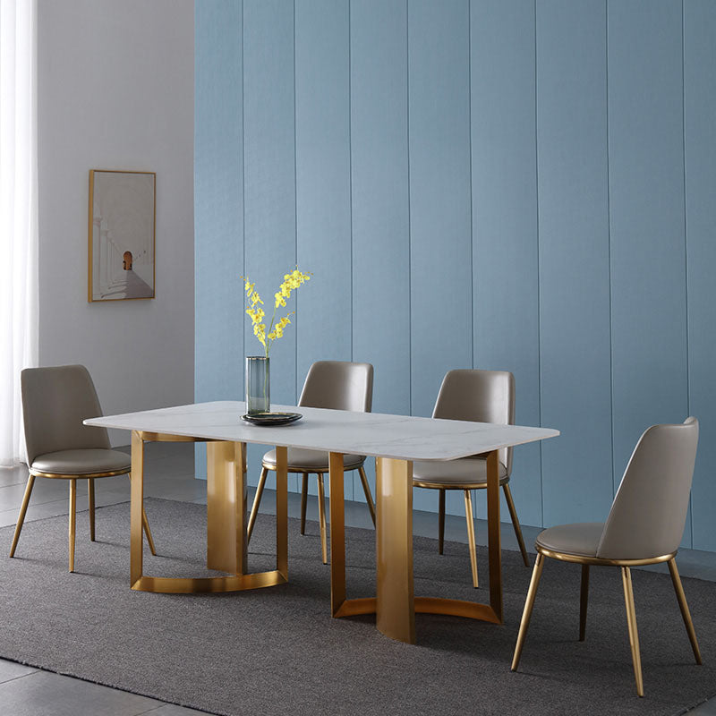 1/5/6/7 PCS Sillas de comedor Conjunto de mesa de comedor rectangular con base de pedestal doble