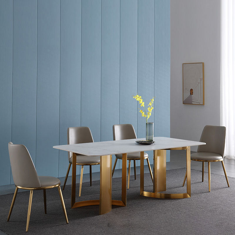 1/5/6/7 PCS Sillas de comedor Conjunto de mesa de comedor rectangular con base de pedestal doble