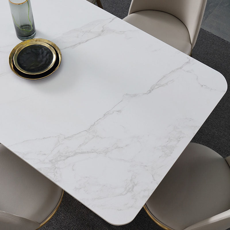 1/5/6/7 PCS Sillas de comedor Conjunto de mesa de comedor rectangular con base de pedestal doble