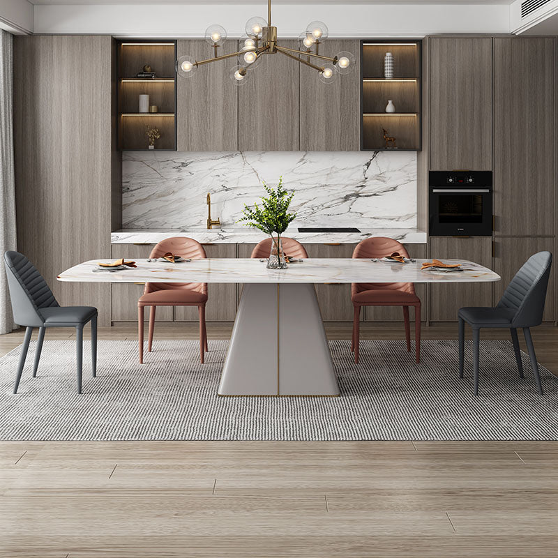 1/4/6/9 Pcs Dining Chairs Set  White Rectangular Dining Set with Leather Chairs