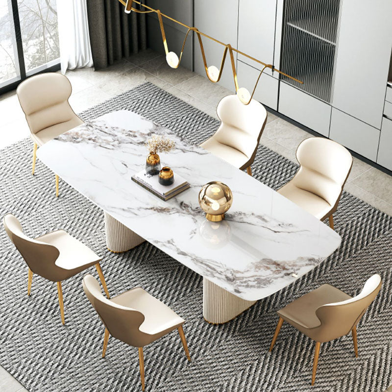 1/4/5/7/8 Pcs Dining Chairs Set Rectangle Dining Room Table Set with Double Pedestal