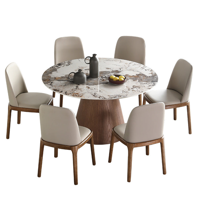 Modern 1/4/5/7 Pieces Dining Sintered Stone Dining Table Set for Kitchen with Wood Legs