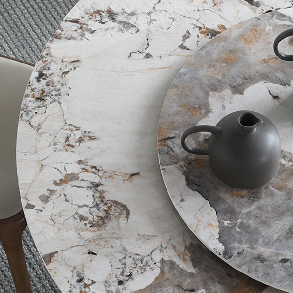 Modern 1/4/5/7 Pieces Dining Sintered Stone Dining Table Set for Kitchen with Wood Legs