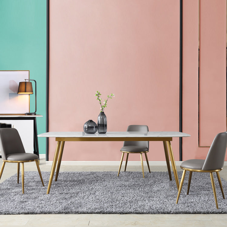 Moderni 1/4/5/7 pezzi mobili da pranzo in pietra sinterizzato per cucina con gambe metalliche