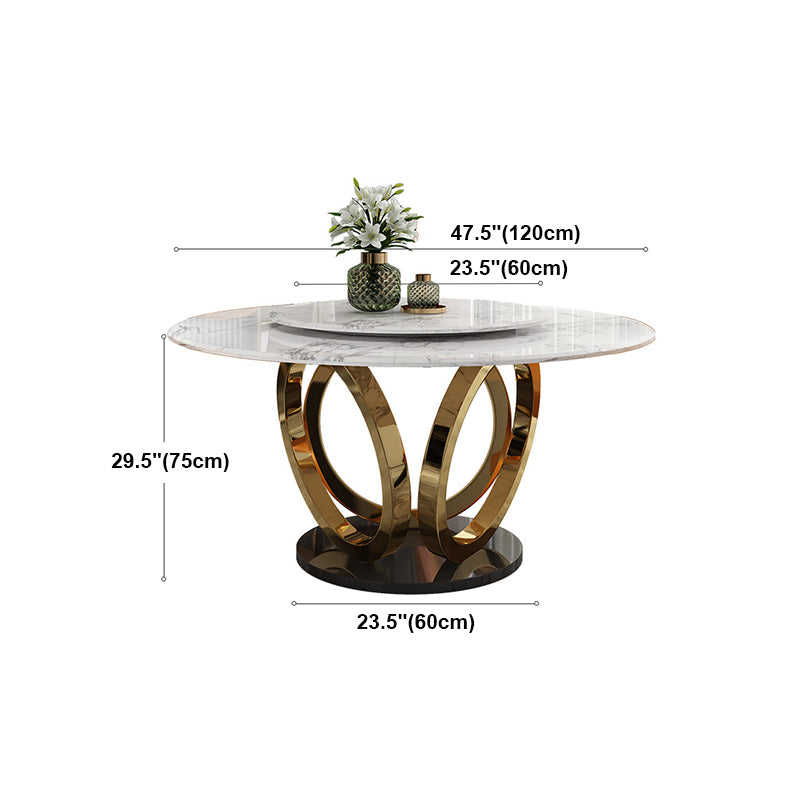 Traditionele luxe ronde eettafel Marmeren binnentafel met voetstuk