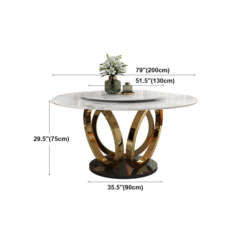 Traditionele luxe ronde eettafel Marmeren binnentafel met voetstuk