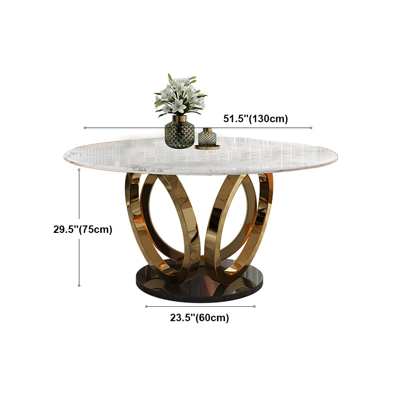 Traditionele luxe ronde eettafel Marmeren binnentafel met voetstuk