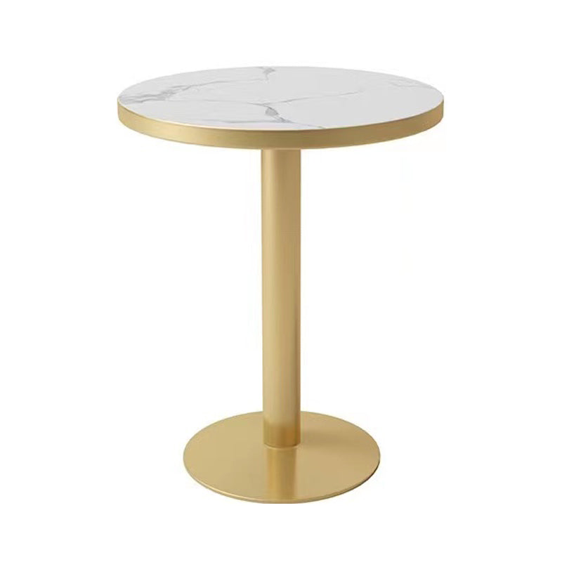 Industrial White Table for Restaurant Dining Table with Metal Base in Gold