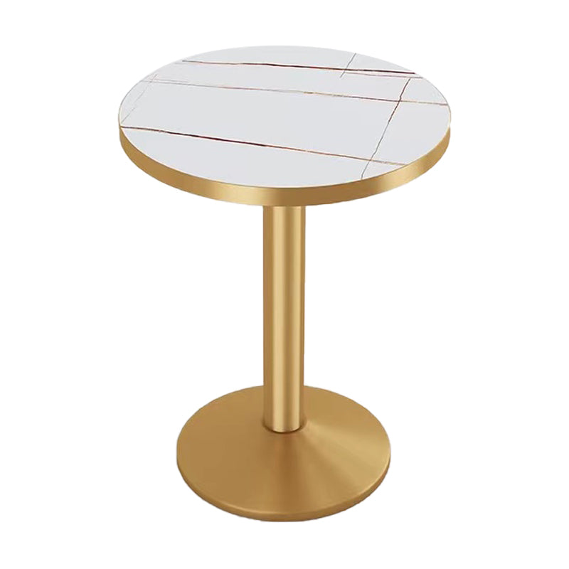 Industrial White Table for Restaurant Dining Table with Metal Base in Gold