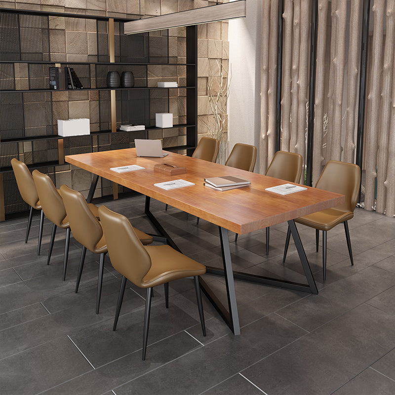 Metal Industrial Rectangle Dining Table Pine Wood Top Table for Kitchen