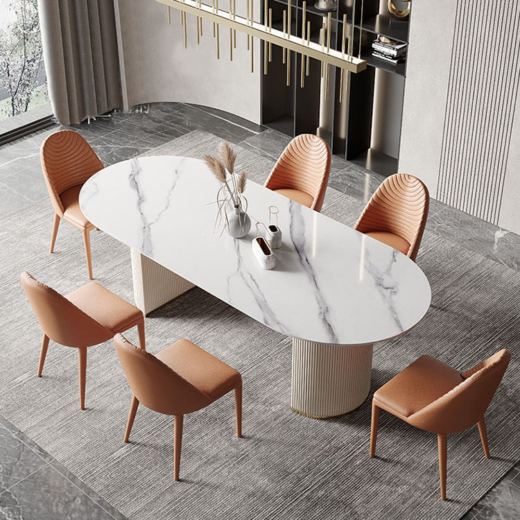 Muebles de lujo tradicionales Oval Pedestal doble mesa de comedor para el hogar