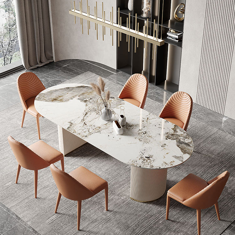 Muebles de lujo tradicionales Oval Pedestal doble mesa de comedor para el hogar