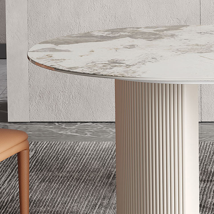 Muebles de lujo tradicionales Oval Pedestal doble mesa de comedor para el hogar