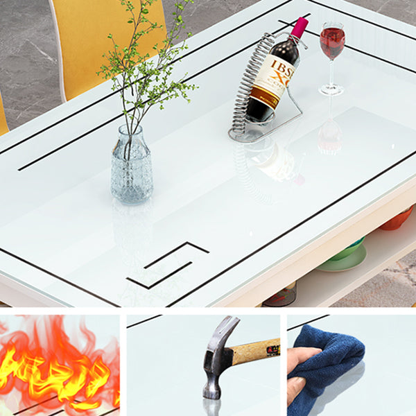 Glas modernes Rechteck Esstisch Glasplatte für Esszimmer und Küche