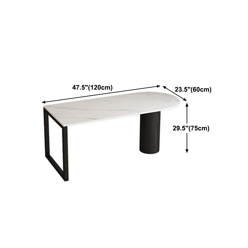 Mesa de comedor con tapa de piedra sinterizada de forma libre, mesa moderna con base de metal