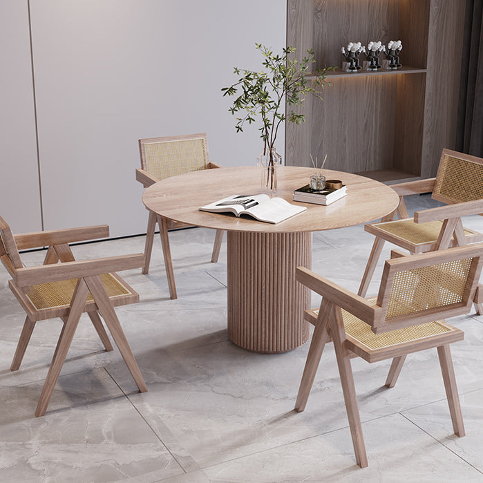 Solide houten ronde tafel voor restaurant moderne houten tafel met voetstukbasis