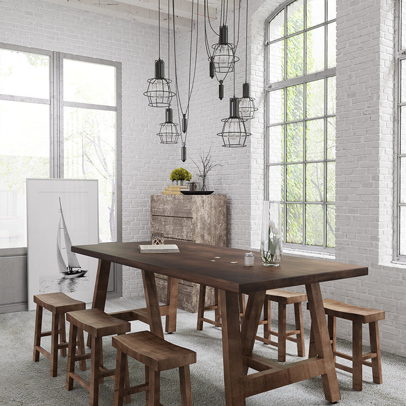 Mesa de comedor de madera sólida Mesa de comedor de madera rectangular de pino con base de trineo