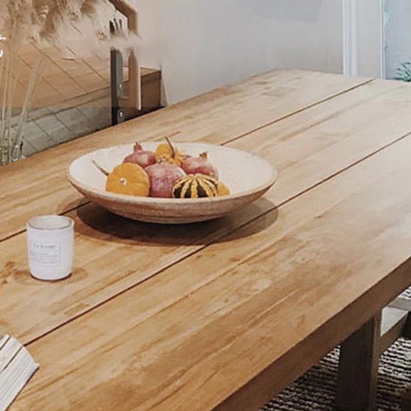 Mesa de comedor de madera sólida Mesa de comedor de madera rectangular de pino con base de trineo