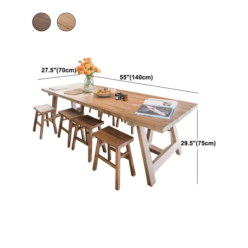 Mesa de comedor de madera sólida Mesa de comedor de madera rectangular de pino con base de trineo