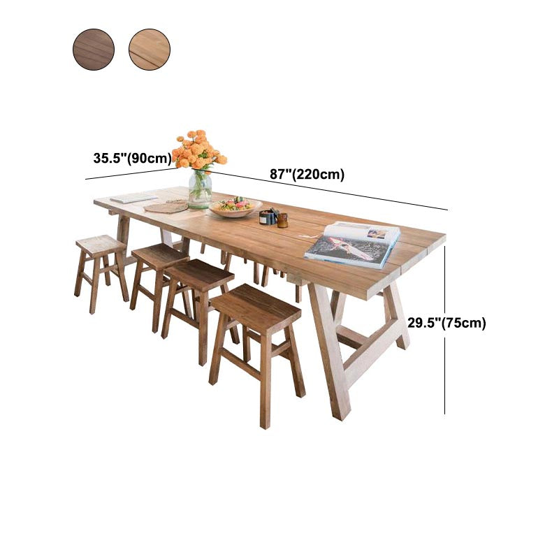 Mesa de comedor de madera sólida Mesa de comedor de madera rectangular de pino con base de trineo