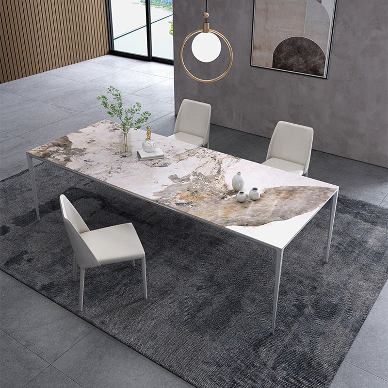 Eettafel met stenen blad Eigentijdse eettafel met 4 poten in zwart