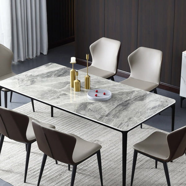 Eettafel met stenen blad Eigentijdse eettafel met 4 poten in zwart