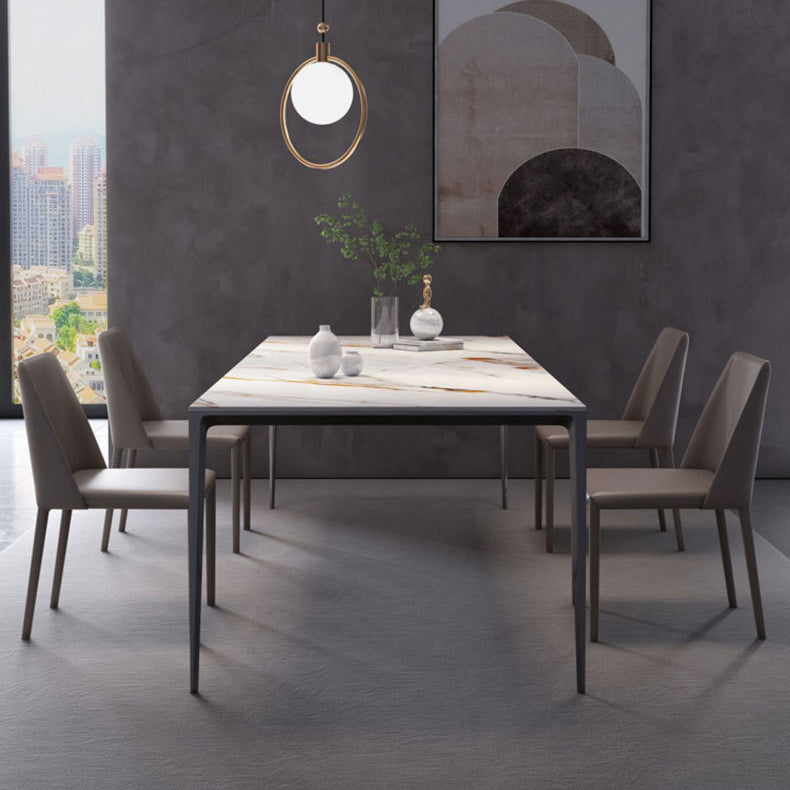 Eettafel met stenen blad Eigentijdse eettafel met 4 poten in zwart