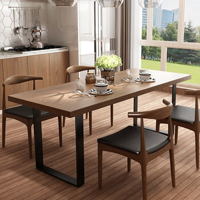Mesa de comedor de madera contemporánea Mesa de comedor rectangular con base de trineo